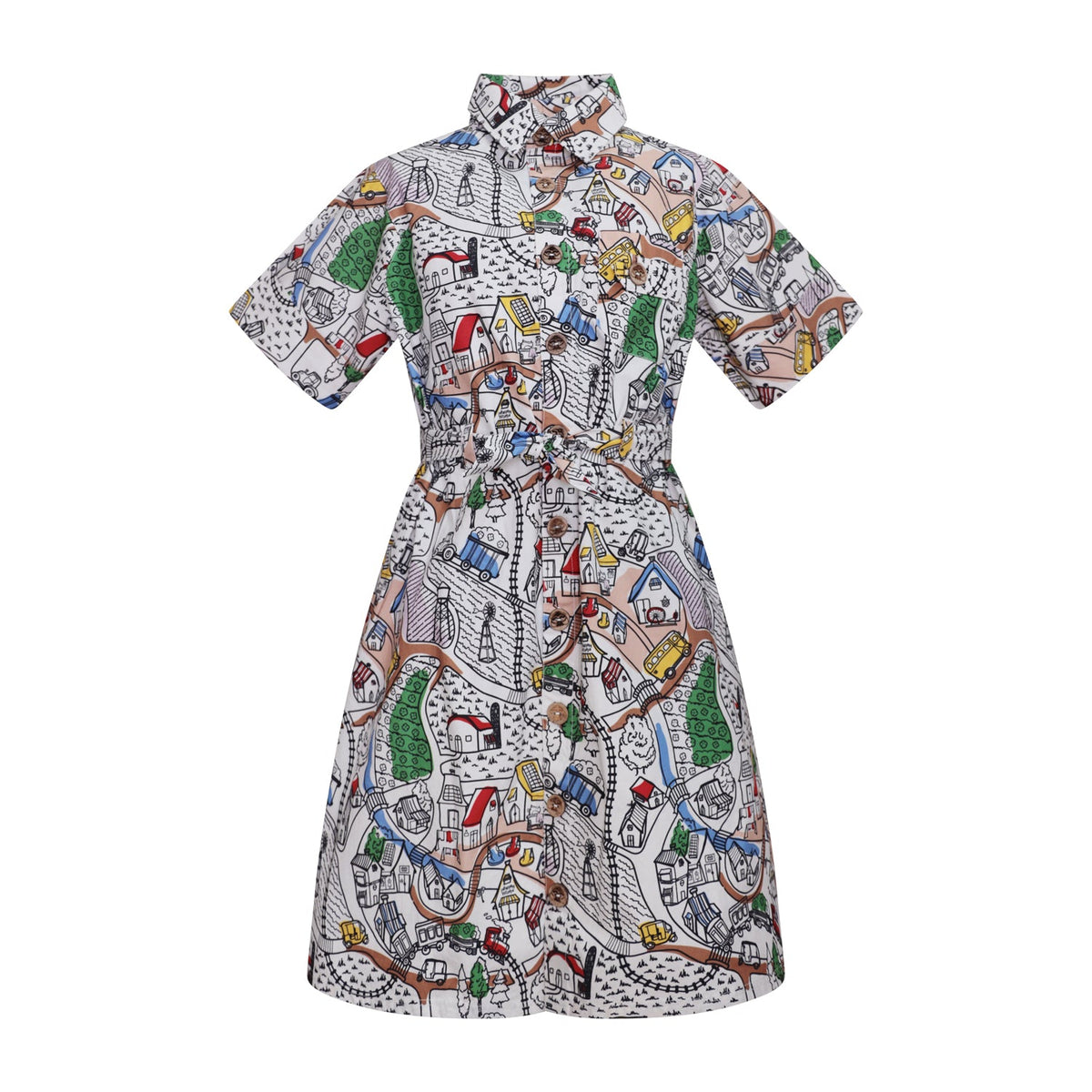 Mädchen Sommerkleid mit Dorfmuster